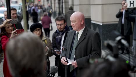 24-November-2022---RMT-General-Secretary-Mick-Lynch-Speaking-To-Reporters-Outside-Department-For-Transport-After-Strike-Talks