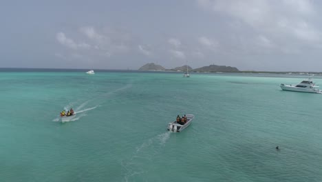 Aerial-view-approach-Small-Coast-Guard-Motorboat-Sail-Los-Roques-Archipelago