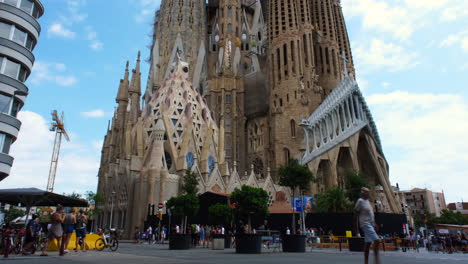 Wide-angle-shot-of-the-Building-of-La-Sagrada-Familia