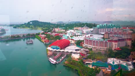 Panoramic-image-of-Sentosa-Island-on-a-rainy-day-with-a-view-from-the-cable-car-in-Singapore