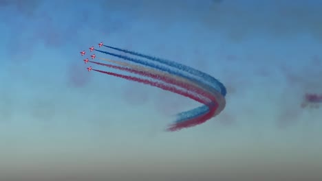 Smoke-Display-of-British-Flag-Colours-over-Crowd-in-Kuwait-City-4K