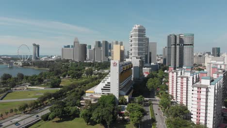 4k-Drohne-Singapur-Golden-Mile-Komplexe-Überführung-Schön