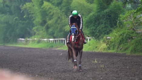 A-jockey-training-his-racing-horse-on-the-track