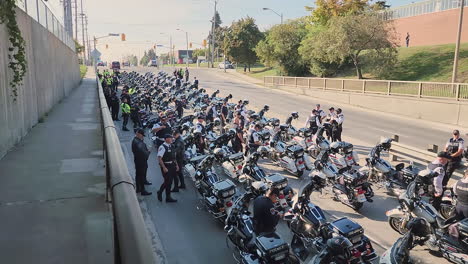 Motorcycle-Cops-Waiting-To-Attend-Funeral-March-For-Fallen-Police-Officer-Andrew-Hong