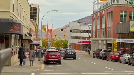 Looking-down-toward-the-3rd-Avenue-Pedestrian-Overpass-in-Downtown-Kamloops-on-an-overcast-day-in-the-autumn