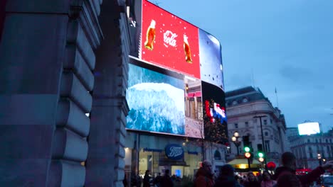 -Famous-Piccadilly-Circus-New-Electronic-Advertising-Screens-In-London,-England,-United-Kingdom,-Europe---DCi-4K-Resolution