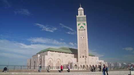 People-gathering-in-front-of-Hassan-II-Mosque-Casablanca-Morocco