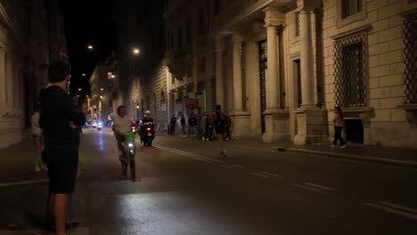 Police-Officer-On-Motorbike-Escorted-A-Man-Running-In-The-Street-During-The-Marathon