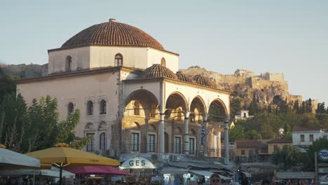 Tzisdarakis-Ottoman-built-Mosque-in-Monastiraki-Square-Medium-Shot