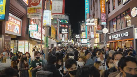 Streets-of-Tokyo-Packed,-Thousands-of-people-attending-Halloween-Street-Party
