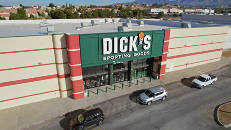 Cars-Driving-Passed-New-Dick's-Sporting-Goods-Front-Entrance