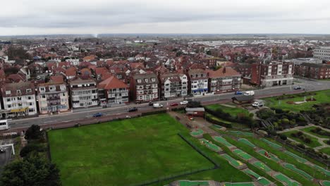 Drone-footage-showing-the-migrant-housing-along-the-North-Parade-in-Skegness,-UK