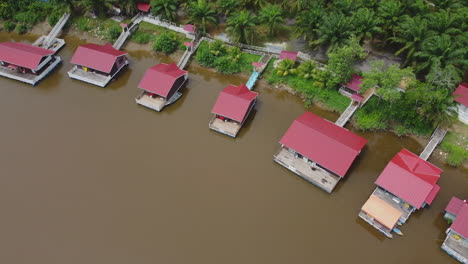 Aerial-view-of-floating-houses-in-Rompin-Pahang,-Malaysia