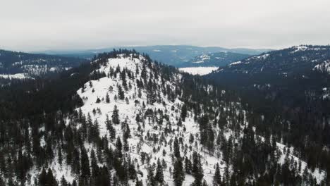 Schöne-Winterszene:-Luftaufnahme-Des-Baumbedeckten-Berges-Im-Thompson-nicola-bezirk