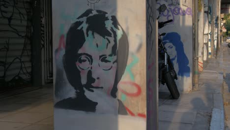 Spray-painted-stencil-of-John-Lennon-Beatles-Lead-Singer