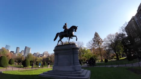 Estatua-Ecuestre-De-George-Washington,-Parque-Público-De-Boston,-Massachusetts