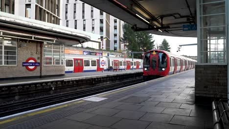 30-November-2022---Southbound-Met-Line-Train-Approaching-Platform-At-Harrow-On-The-Hill-Station-In-London