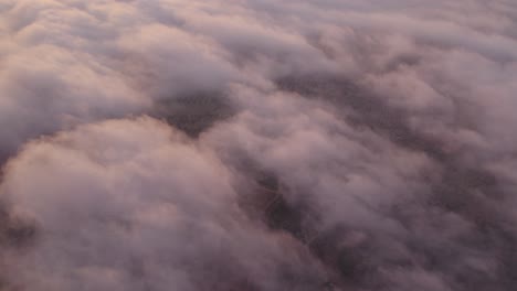 Above-stratocumulus-clouds-during-sunrise,-aerial