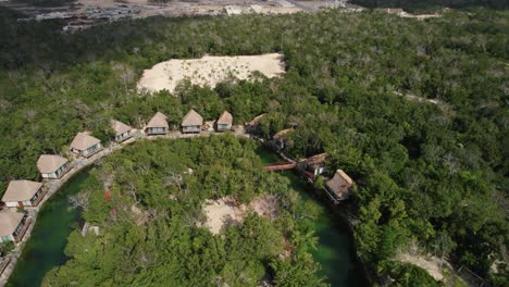 Tilt-shot-of-Panoramic-view-of-Zamna-hotel-resort-in-Mexico