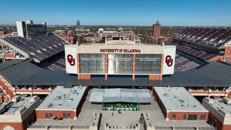 University-of-Oklahoma-rising-aerial-of-football-field