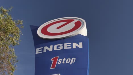 Large-Engen-petrol-station-sign-against-sunny-blue-sky