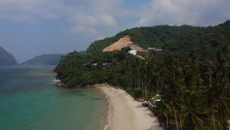 Vista-De-Drone-De-Playa-Tropical-En-El-Nido,-Palawan