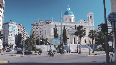 Agios-Nikolaos-church-in-Piraeus-Greece-Wide-establishing-shot