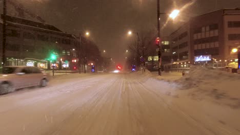 POV-shot-driving-through-the-city-center-of-Helsinki-and-stopping-at-traffic-lights