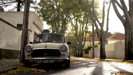 Old-historic-oldtimer-Mini-car-in-classy-posh-town-cascais-portugal