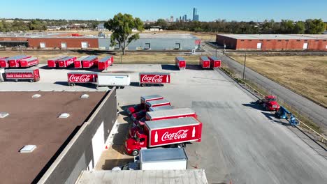 Coke-trucks-at-bottling-plant-in-USA