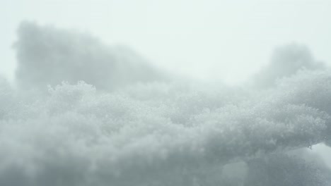 Reinheit-Des-Weißen-Schnees,-Makro-Nahaufnahme-Bewegte-Rückansicht
