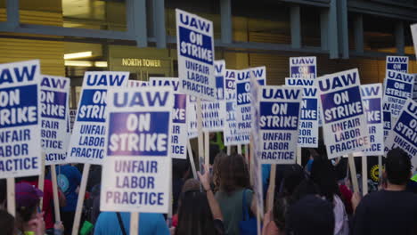 A-Small-Group-of-Academic-Workers-Holds-and-Waves-Strike-Signs-High-at-UCLA