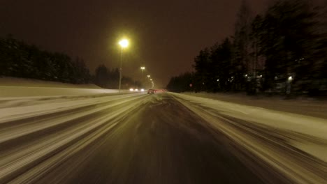 POv-driving-shot-along-a-cleared-lane-in-Helsinki