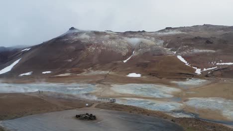 Aerial-Approaching-In-Námafjall-Hverir-Geothermal-Area-Near-Mývatn-Lake-In-Northern-Iceland