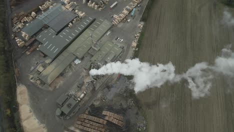 Harmful-Smoke-Emission-From-Smokestack-Of-A-Wood-Factory-In-Portlaoise-Town,-Ireland