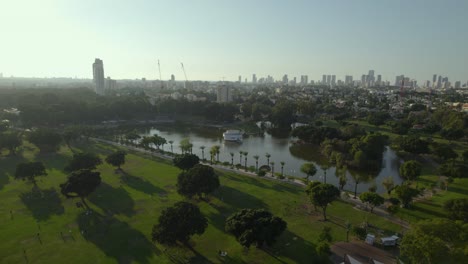 hazy-day-above-HaPark-HaLe'umi-Ramat-Gan---people-play-in-the-lawns-#003