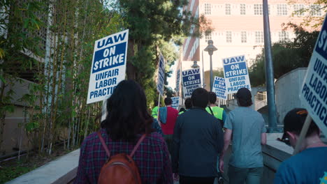 A-Crowd-POV-Shot-of-the-Picket-Line-of-UC-Academic-Workers-on-Strike-at-UCLA