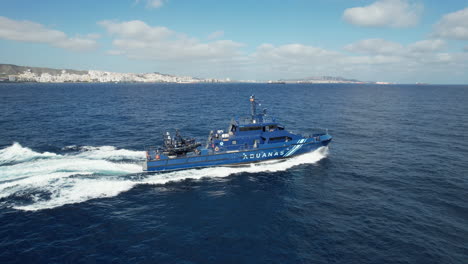 Fantastic-Aerial-shot-at-a-short-distance-from-the-customs-police-patrol-boat-and-at-high-speed