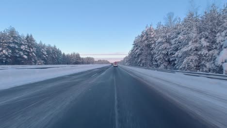 Timelapse-shot-driving-along-a-highway-in-Helsinki