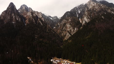 Epic-Cinematic-Aerial-Drone-Shot-of-Beautiful-Bucegi-Mountain-Range-Romania