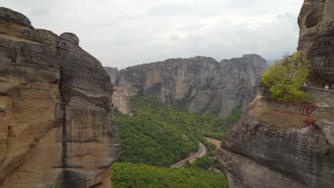 Forest-Growing-at-the-Bottom-of-Meteora-rock-formation-in-Greece