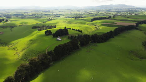 Aerial-flying-over-beautiful-scenery-in-New-Zealand-countryside