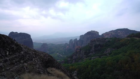 Meteora-rock-formation-in-Greece-with-Ortodox-Monasteries-During-Blue-Hour