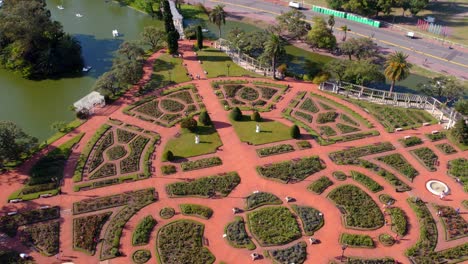 Aerial-view-of-the-Palermo-Rose-Garden-in-Buenos-Aires,-Argentina