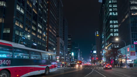 Panning-Hyperlapse-of-Busy-Night-Gangnam-Daero-Street-Traffic-and-High-Business-Towers-in-Gangnam-District-of-Seoul,-South-Korea
