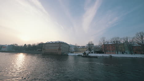 Kampa-Island-in-Prague-covered-with-snow-in-winter