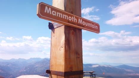 Gimbal-shot-booming-up-on-the-marker-at-the-summit-of-Mammoth-Mountain-in-California