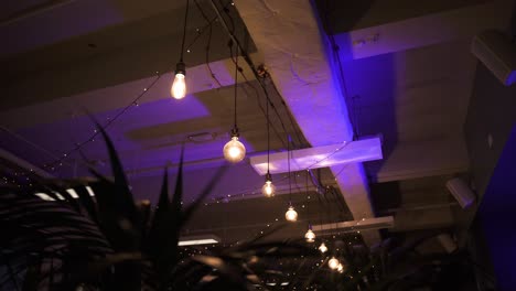 Illuminated-Light-Bulbs-Hanging-From-Old-Ceiling-Of-An-Event-Venue