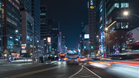 Gangnam-Main-Street-Night-Traffic-Zoom-Out-Dynamic-Timelapse-in-4k
