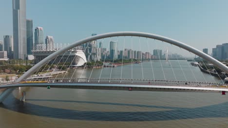 Cable-stayed-Haixin-bridge-over-Pearl-River-in-Guangzhou,-China